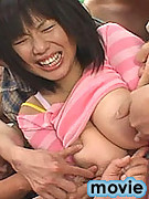 Balloon breasted Rin Aoki covered i